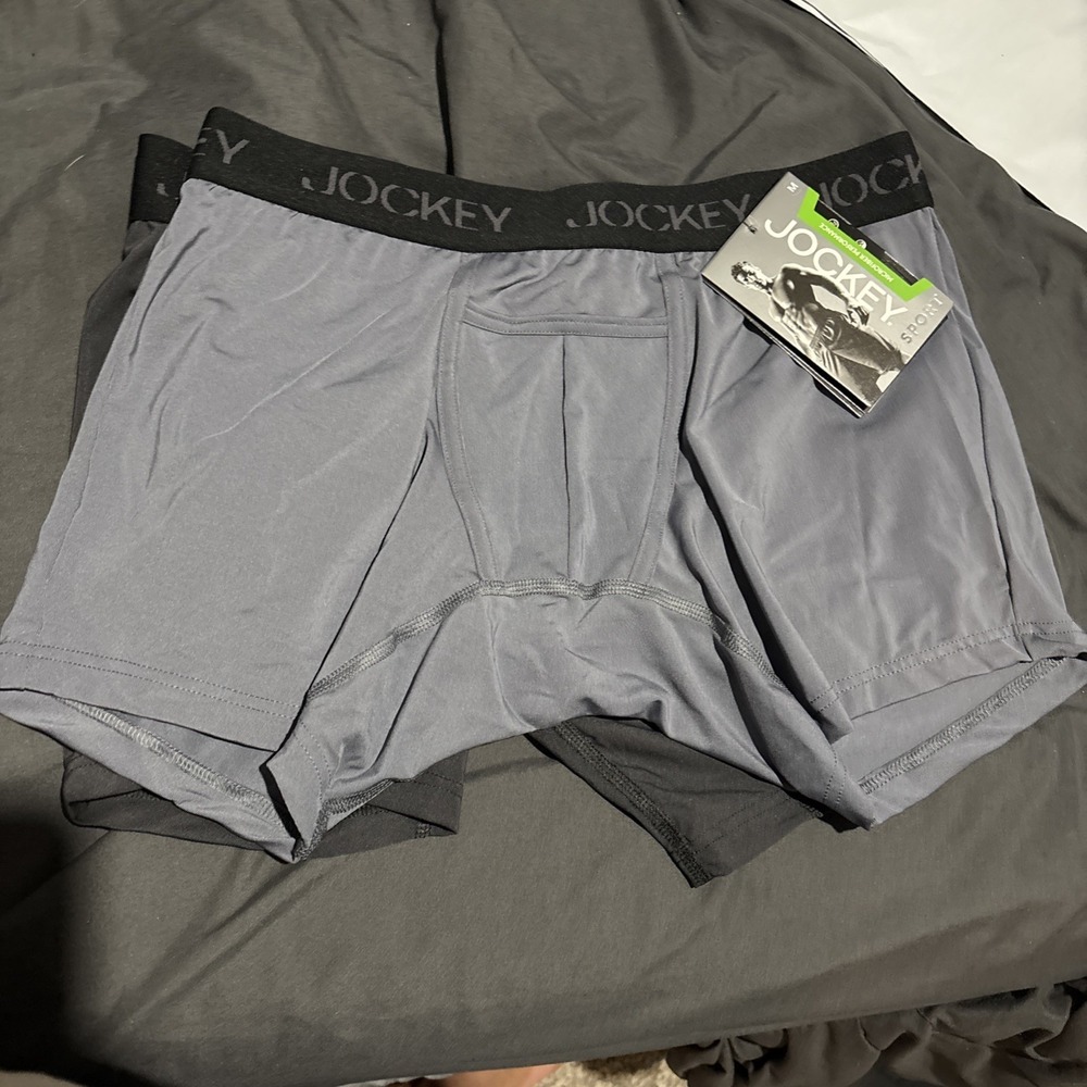 Jockey Microfiber Performance Boxer Briefs Mens Medium Sport Grey 2 Pack NEW